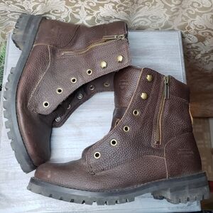 Harley-Davidson Brown Leather Women's Boots Size 9 (sm105)